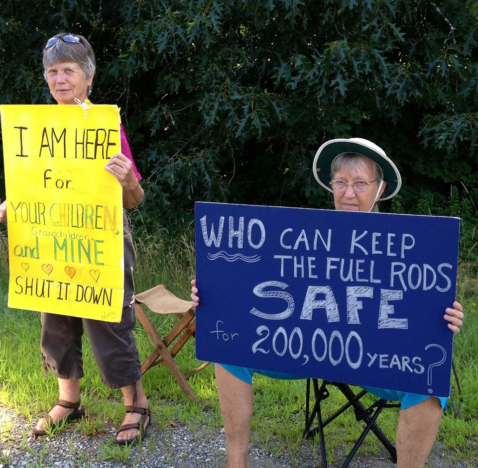 Vermont Yankee women's affinity group protesting before their monthly arrest.